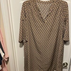 SHEIN Tan and Black Geometric Long Sleeve Dress